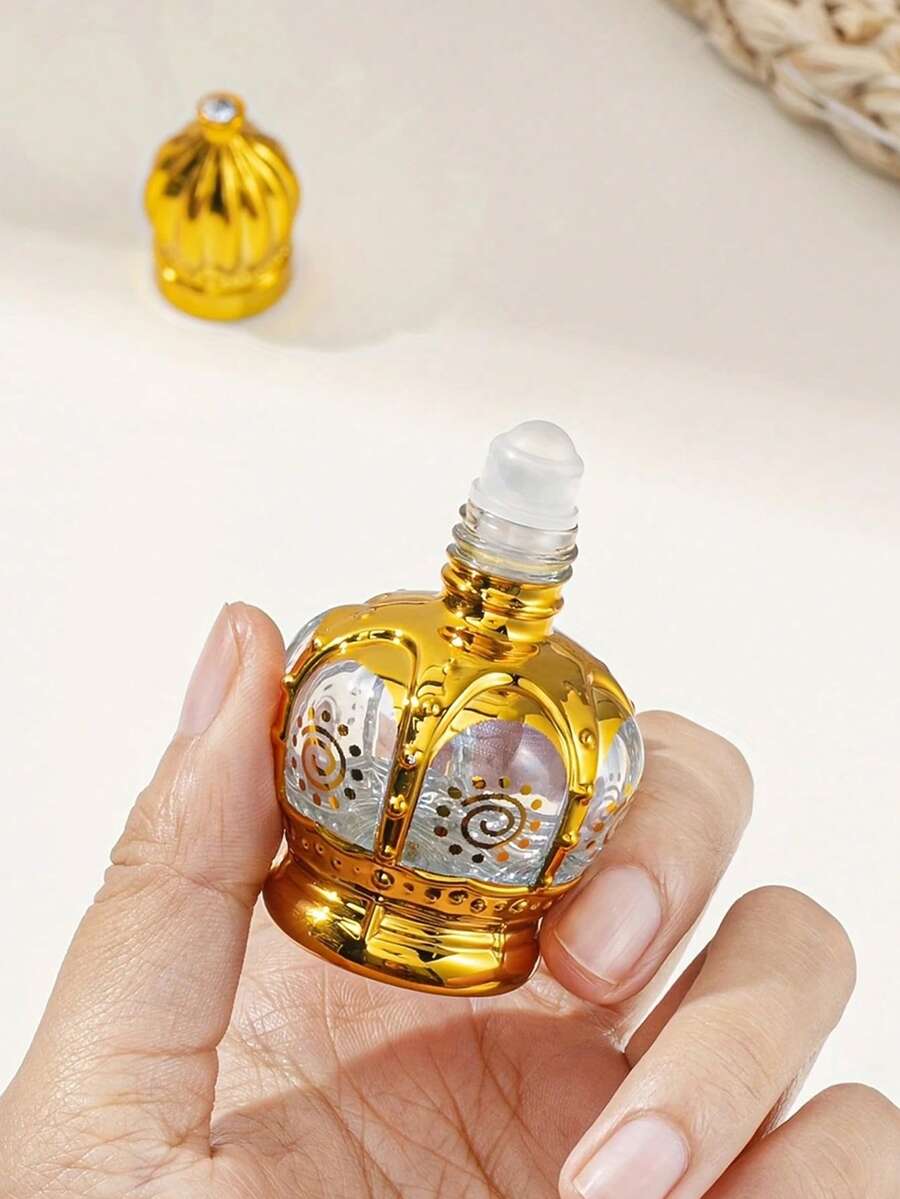 2 szt. 10 ml złote okrągłe szklane butelki z kulkami, przenośne, wielokrotnego napełniania olejki eteryczne i perfumy, tylko do mycia ręcznego, bezzapachowe, okrągły kształt