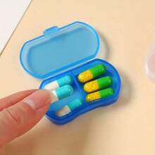 Mini Portapillole in plastica a 2 scomparti - Trasparente/Blu, contenitore di stoccaggio portatile con coperchio a scatto - Impermeabile e a prova di umidità