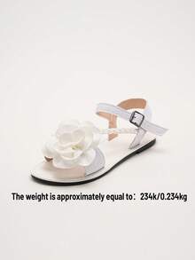 1 Par de Sandálias Planas Fashion Femininas para Verão, Sandálias Elegantes para Senhoras com Tiras Trançadas e Laço, Cor Sólida Slip-On com Decoração Floral 3D, Estilo Pastoril Chique para Conforto ao Ar Livre, Praia, Férias - Branco - Visão 7