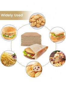 50/100 Stücke Kraft-Papier Sandwich Tüten, fettdichte Einweg-Lebensmittelbeutel für Burger, Desserts, frittierte Hühnchen | auslaufsichere Snack-Verpackung für Partys, Catering, Foodtruck | Hochzeit Geburtstag