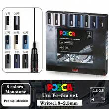 Set de marcadores acrílicos UNI Feutre, nuevo empaque, PC-1M, PC-3M, PC-5M, bolígrafo para póster publicitario POP, dibujo, manualidades de arte para estudiantes, útiles escolares