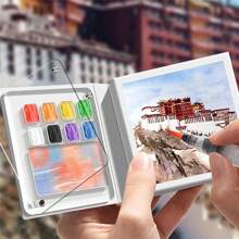 1 blocco da schizzo portatile mini acquerello con vassoio per i colori - 50 fogli, carta di media spessore, ideale per artisti in movimento (i colori non sono inclusi), Festa della Mamma, regalo per la mamma