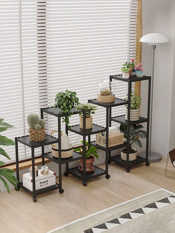 1pc Multi-Layer Flower Stand, DIY Freely Combinable, Various Shapes For Terrace, Yard, Balcony, Indoor Use, Freestanding Flower Pot Shelf, Movable, Succulent Plant Rack