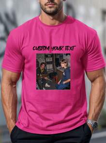Własna spersonalizowana koszulka męska z nadrukiem i zdjęciem w dużym rozmiarze (do 6XL): Koszulka z nadrukiem i zdjęciem – połączenie dużej ramki i dużego personalizowanego nadruku, zróżnicowany wybór czcionek i kolorów, odpowiednia na różne festiwale/rocznice/urodziny/zwierzęta/pary.