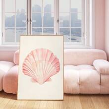 1 pieza, Cuadro colgante de lienzo, enmarcado, Arte de pared, Pósteres, Impresión de concha color rosa pastel, Decoración de habitación de playa, Póster de surf oceánico, Casa de playa, Chica de coco universitaria, Decoración de dormitorio elegante, Decoración de habitación, Arte rosa, Decoración del hogar