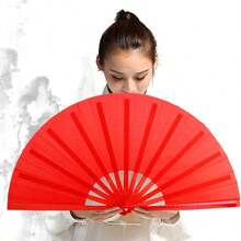 Abanico plegable llano extra grande - Abanico portátil de Kung Fu/Tai Chi/Danza con marco de bambú y tela de seda/nailon para actuaciones/bodas/festivales/entrenamiento deportivo, abanico manual ligero para regalos de hombres/mujeres (sin electricidad) Enfriamiento de verano, playa, viaje