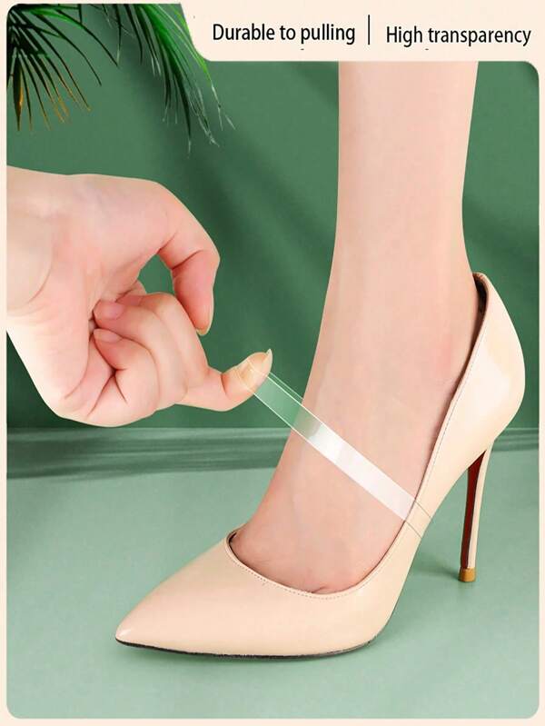 2/1Pair Invisible Transparent Anti-Drop Tool For Women's High Heel Shoes With Easy To Install Lace Fixing,Women High Heel Shoe Straps, Anti-Slip Invisible Transparent Fixed Shoe Straps To Prevent Heel Slipping For Women High Heels Women Pumps,No Tie Shoe Laces,Shoe Laces,Laces,High Heels Accessories