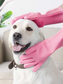 1 Pair, Pet Hair Removal And Bathing Silicone Gloves, Approx. 3000 Massage Nodes And Foam Enhancement