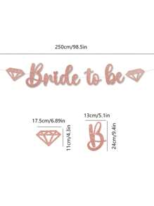 1pc Bride-To-Be Diamond Streamer Flag, Glitter Letter Backdrop Banner For Bridal Shower Party
