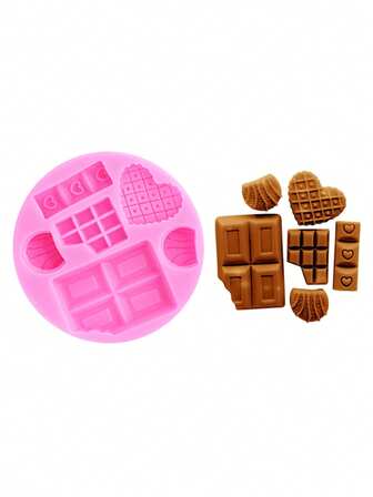 1pc Pink Liquid Silicone Material Silicone Mold, Heart Grid DIY Resin Jewelry Accessories Silicone Mold For Making Epoxy Resin Parts Used For Hair Clips, Scrunchies, Hollow Out Clogs Charms Decoration