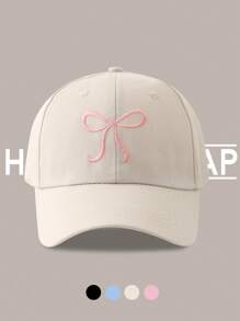 1 pièce Style Kpop Y2K Blokeffe-Blokcore +Coqette Casquette de baseball à nœud brodé, casquette de papa réglable, style mignon et doux, multi-usages, casquette à visière pour ombre, casquette de baseball portée de cowboy et de sport, broderie de l'alphabet vintage, protection solaire extérieure, mode papa, casquette de camionneur pour femmes et filles