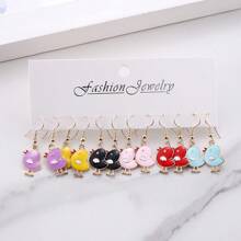 6 Pairs Cute Acrylic Chicken Animal Pendant Earrings, Colorful Chicken Earrings For Women