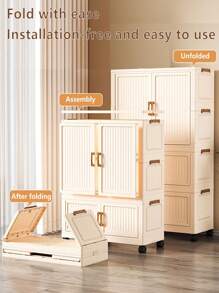 5/4/3/2/1 Layer No-Assembly Foldable Wardrobe Thickened Storage Cabinet, Home/Bedroom Use, Baby/Kids Clothes Closet For Women Storage Organizer Travel Essentials Back To School