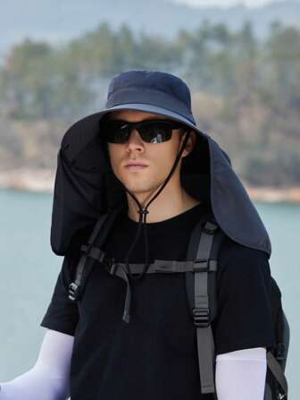 1 pieza Sombrero de sol para hombres con chal desmontable, transpirable, adecuado para protección solar diaria al aire libre. Sombrero de sol de verano para hombres, adecuado para actividades al aire libre de verano como senderismo y pesca