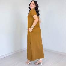 Women's Long Dress 100% Cotton - Lạc đà - Xem 2