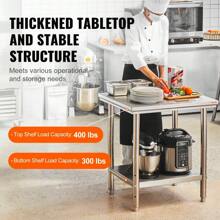 Stainless Steel Multi-Purpose Work Table 760mm X 600mm X 70mm Ideal For Meal Prep Sewing Handicrafts And Garage Use