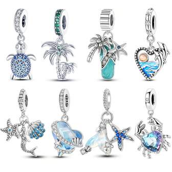 1pc Ocean & Summer Series Sunglasses, Flip Flop Drink Cup Star Charm For 3mm Bracelet Necklace DIY Making Beads Pendant Gift For Women Jewelry Silver Color Ideal For Daily Wear, Summer Vacations & Beach Parties