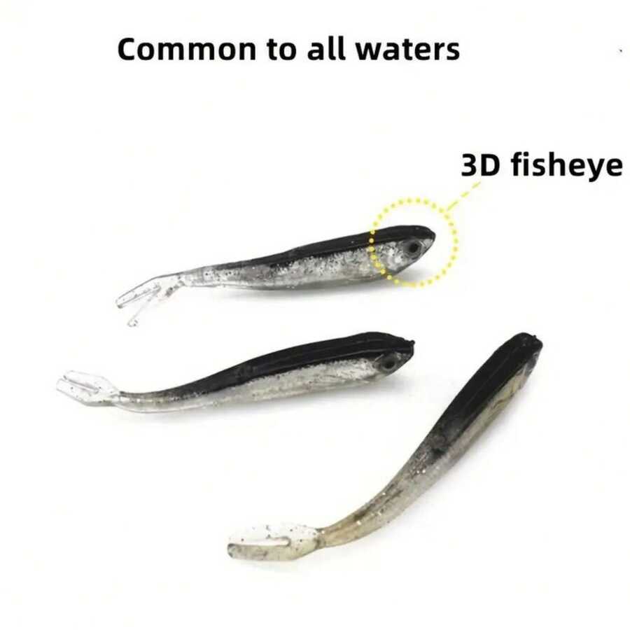 Small Grey Fish, Small Silver Fish, Soft Bait, Lead Hook, Soft Fish Lure, Semi-Realistic Bait, Bionic Forked Soft Bait For Fishing - Grey - View 1