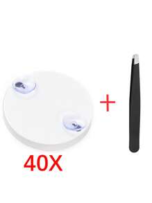 30X/40X Magnifying Makeup Mirror, Portable Round Hand Mirror With 2 Suction Cups For Wall Mount, Suitable For Makeup, Tweezing And Blackhead/Blemish Removal