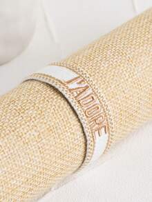 1pc Men's Simple Versatile Fashion Niche Letter Embroidery Braided Bracelet - Multicolor - View 7