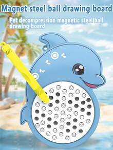 1 件儿童卡通磁性钢球画板钥匙扣、烦躁玩具、海豚/鳄鱼图案、创意、有趣、益智玩具、节日礼物 - 磁吸畫板 - 查看 6