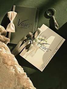 2张/套婚礼誓言卡，优雅简约DIY新郎新娘告白笔记本，配2支书写笔，爱情主题婚礼公告派对用品