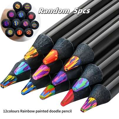 5pcs/8pcs/12pcs/24pcs/36pcs Rainbow Colored Pencil Set, Multi-Color In One, Colored Pencils, Rainbow Starry Sky Colored Drawing Pencils, Colored Pens, School Supplies, Office Supplies, Doodle Drawing, Art Supplies, DIY Craft Decoration, Notebook Decoration, Extra Thick Lead, Colorful, Back To School Gift, Holiday Birthday Gift, Creative Gift, Office Supplies