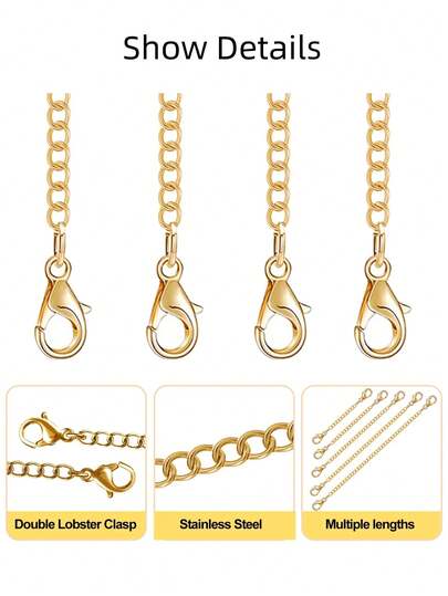 5 st/pack Smycken förlängningskedja för halsband Armband, DIY-halsbandstillbehör, Long Tail Chain Extender-kedja, Extender Tail, Utsökt presentsmycketillbehör för halsband, armbandsförlängningskedja, tofshängande smyckengåva