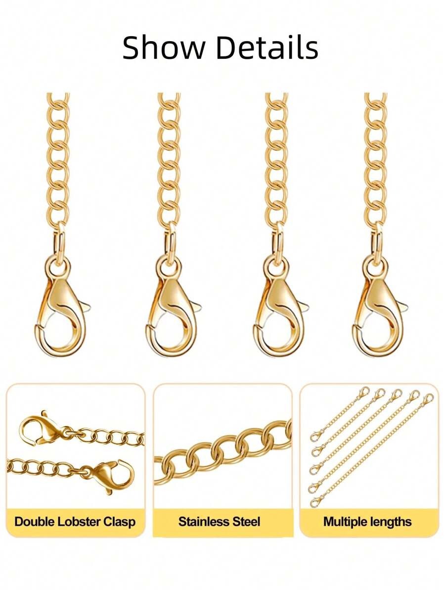 5pcs/Pack Jewelry Extender Chain For Necklace Bracelet, DIY Necklace Accessories, Long Tail Chain Extender Chain, Extender Tail, Exquisite Gift Jewelry Accessories For Necklace, Bracelet Extender Chain, Tassel Pendant Jewelry Gift