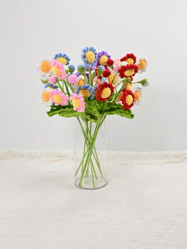 prosperous day 1 pezzo di profumo artificiale in tessuto, profumo di fiori di margherita realizzati a mano all'uncinetto, forniture per composizioni floreali, ornamenti creativi per casa e ufficio, regali fatti a mano speciali per moglie/amante/sorella/madre, accessori fotografici, decorazioni per eventi festivi, decorazioni autunnali