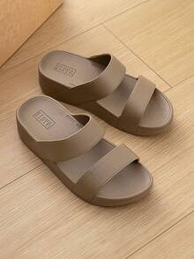 Sandalias de verano para mujer, de moda, casual, con cuña alta, suela de plataforma, antideslizantes y cómodas - Marrón - Ver 2