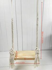 Altalena per neonati in stile macrame bohémien realizzata a mano, amaca in legno intrecciata a mano in stile rosa, accessori per servizi fotografici in stile vintage blu amaca in stile country per studio fotografico