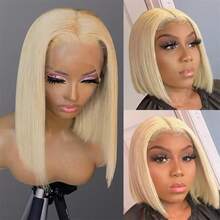 Short Straight Bob Wig Human Hair Wigs Blonde 613 Colored Lace Front Human Hair Wigs 13x4 Lace Frontal Human Hair Wig For Women - S613 - 查看 4
