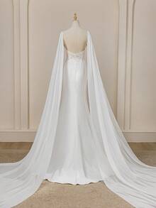 New Floral Mesh Mermaid Hem Splice Ribbon Maxi Elegant Wedding Dress