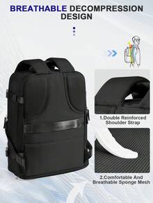 Floless 旅行背包、工作包、随身行李包、防水商务大容量日常背包、带USB充电口的周末旅行包、超薄笔记本电脑背包、大学包、笔记本电脑包礼品，可容纳15.6英寸笔记本电脑 - 黑色 - 查看 6