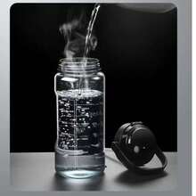 大容量塑料水瓶，便携式双杯设计，适合健身和运动，耐热塑料带吸管