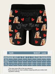 1pc Custom Boxers For Men, Personalized Men's Underwear, Festive Men's Underwear (Thanksgiving/Valentine's/Christmas/Birthday/Party), Customized Designs (Digital Printing/Tape/Heart/Cartoon), All-Over Print Trunks, Fun & Playful Styles (Animal Prints/Naughty Themes), Custom Boxer Briefs, Personalized Boxers For Husband, Plus Size Men's Boxers - Anniversary Gift, Wedding Gift, Couple Gift, Best Friend Gift, Gift For Boyfriend/Husband/Him
