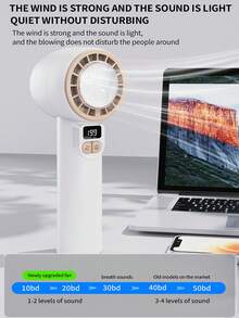 2025 Upgraded 3000mAh USB Rechargeable 199 High Speed Handheld Fan | Personal Fan With Cooling Level 1, Super Fast Cooling | Portable Mini Fan Suitable For Women, Travel, And Office | Quiet Strong Wind | Long Battery Life | 3 Colors, Comes With Hand Rope - Multicolor - View 11