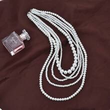 1 pièce Collier perles multicouches long, chaîne élégante et polyvalente pour pulls