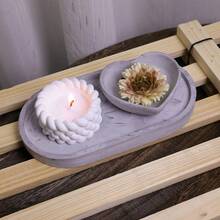 3Pcs Set Contains: Knot Shaped Candle Holder Mold, Clay Heart Storage Bowl Silicone Resin Mold, Oval Tray Epoxy Resin Mold, DIY Plaster Jewelry Container, Concrete Craft Home Decor Making Supplies - White - View 4