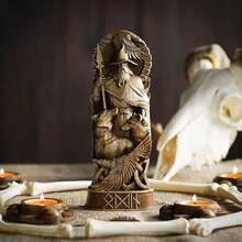 "Mythology Resin Statues Collection - Handcrafted Norse & Viking Gods Figurines, Carved Wood-Effect Odin Freya Thor Sculptures, Ancient Sumerian Altar Decor, Boho Medieval Shelf Display For Pagan/Wiccan Home ( Resin)" - Multicolor - View 12