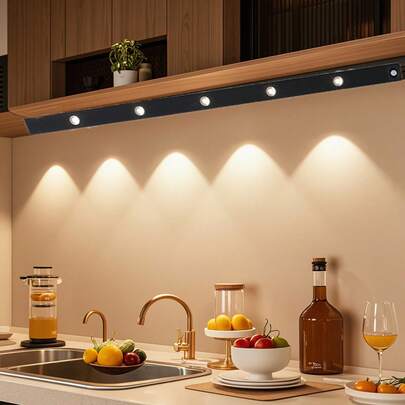 可充电LED人体感应灯，自粘式，无线设计，适用于橱柜、鞋架、玄关等场所，三种颜色可选，猫眼造型，装饰照明，室内外均可使用。厨房、卧室和衣橱的必备家居装饰品。