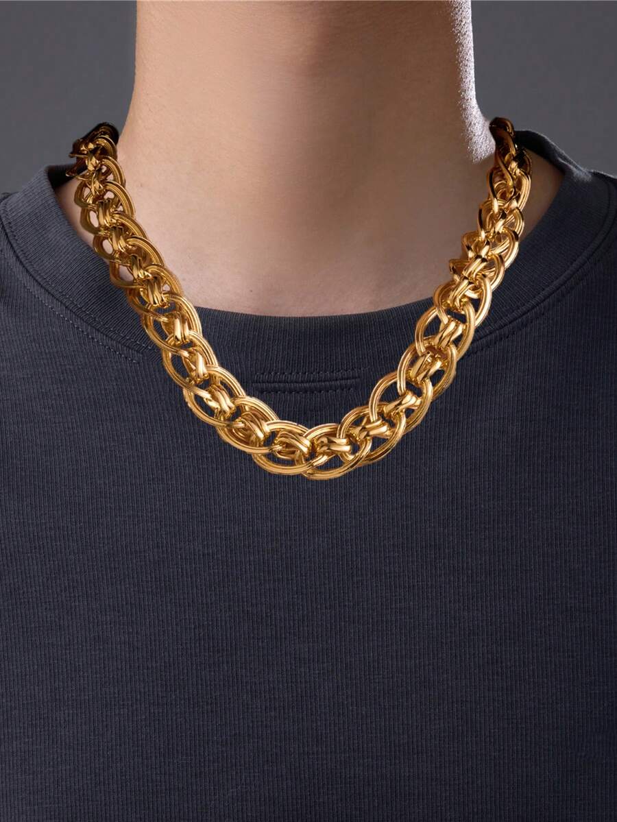 1 Piece Vintage Chunky Chain Necklace For Men,Iron Metallic Heavy Sense Choker,Gift For Fashion Summer Beach Vacation,Father's Day,Daily,Birthday, Party,Christmas, New Year, Valentine's Day,No Gift Box - FY-0418 - View 1