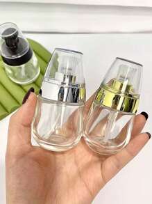 1 pieza Dispensador de cosméticos transparente portátil, Recipiente de cristal para lociones tipo presión, Envase de viaje para crema facial y desmaquillante, Perfecto para viajes, hogar, baño, Accesorios de almacenamiento de líquidos de viaje, Regalos para mujeres, mamá, amigos, Decoración del hogar y del baño, Decoración de otoño, Regreso a la escuela