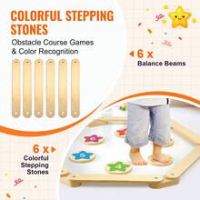 Kids Balance Beam Stepping Stones Gymnastics Balance Training Board Set 6 Piece For Children Fun Outdoor Indoor Activity Motor Skills Development - Red - View 5