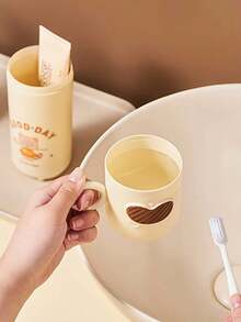 1件套卡通熊牙刷牙膏架套装，便携式旅行牙膏管盒，无香型，情侣旅行牙刷收纳盒，学生牙刷杯带盖