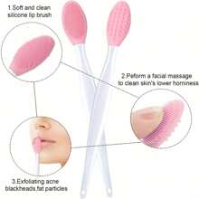 2PCS-Silicone Pore Cleansing Brush - Double-Sided Exfoliator For Blackhead Removal & Deep Pore Cleansing, Gentle On Sensitive Skin - Reusable Facial Tool For Daily Skincare & Travel
