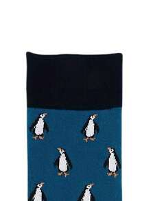 1 par de calcetines de hombre con estampado de pingüino, con un lindo diseño de pingüino - Multicolor - Ver 6
