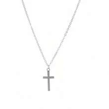 1pc Minimalist Fashion Collar Bone Chain With Smooth Cross Pendant Necklace, Korean/Japanese Inspired