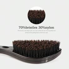 2pcs Men's 360 Degree Wavy ABS Plastic Black Oval Wooden Beard Brush Set, Beard & Hair Styling Tool, Grooming Cleaning Brush